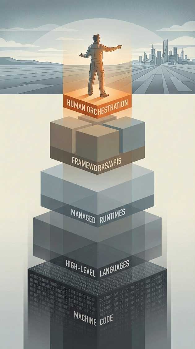 Engineer standing on abstraction layers
